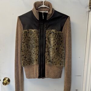 Lisa International Tan and Black Teddy Jacket